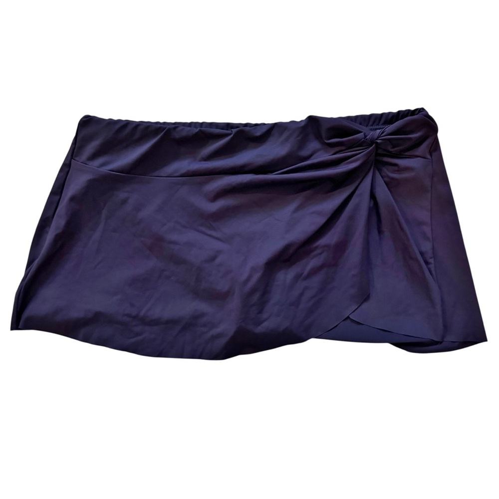 Anne Cole Navy Blue Ruched Side Swim Skirt Size Large NWT Pull On Stretch Resort
